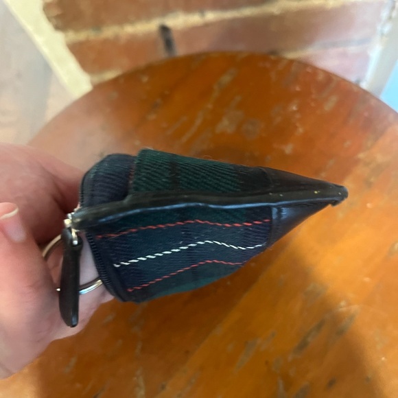 Coach Skinny Mini Wool Tartan Plaid Zip Card Case Keychain Black Leather - Picture 16 of 16